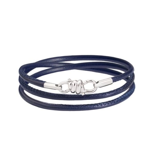 BRACCIALE NODO BLU ORO BIANCO