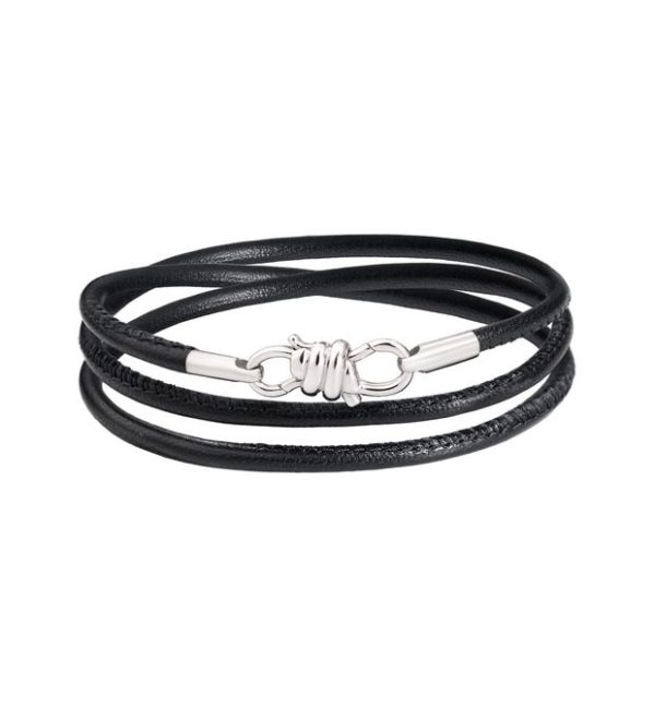 BRACCIALE NODO NERO ORO BIANCO