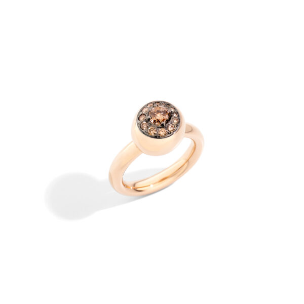 ANELLO ORO ROSA 18K  (PM 12.5 g) CON 14 DIAMANTI BROWN