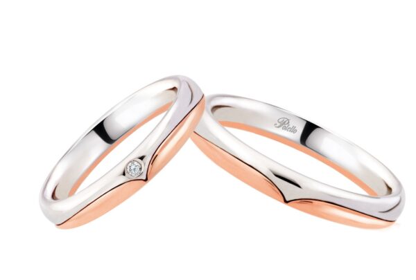 anello oro bianco, oro rosa e diamanti